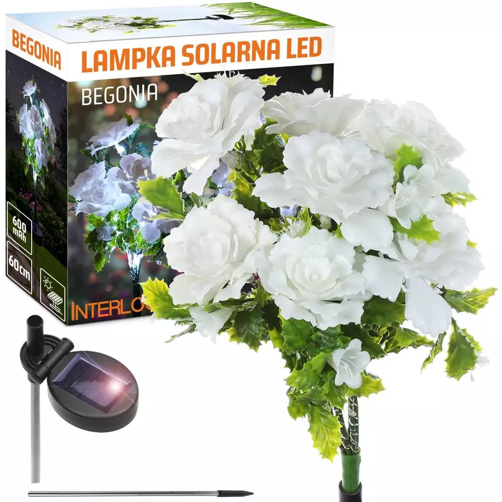 BIELA | BEGONIA LED SOLÁRNE ZÁHRADNÉ SVIETIDLO | 60 CM, 600 MAH