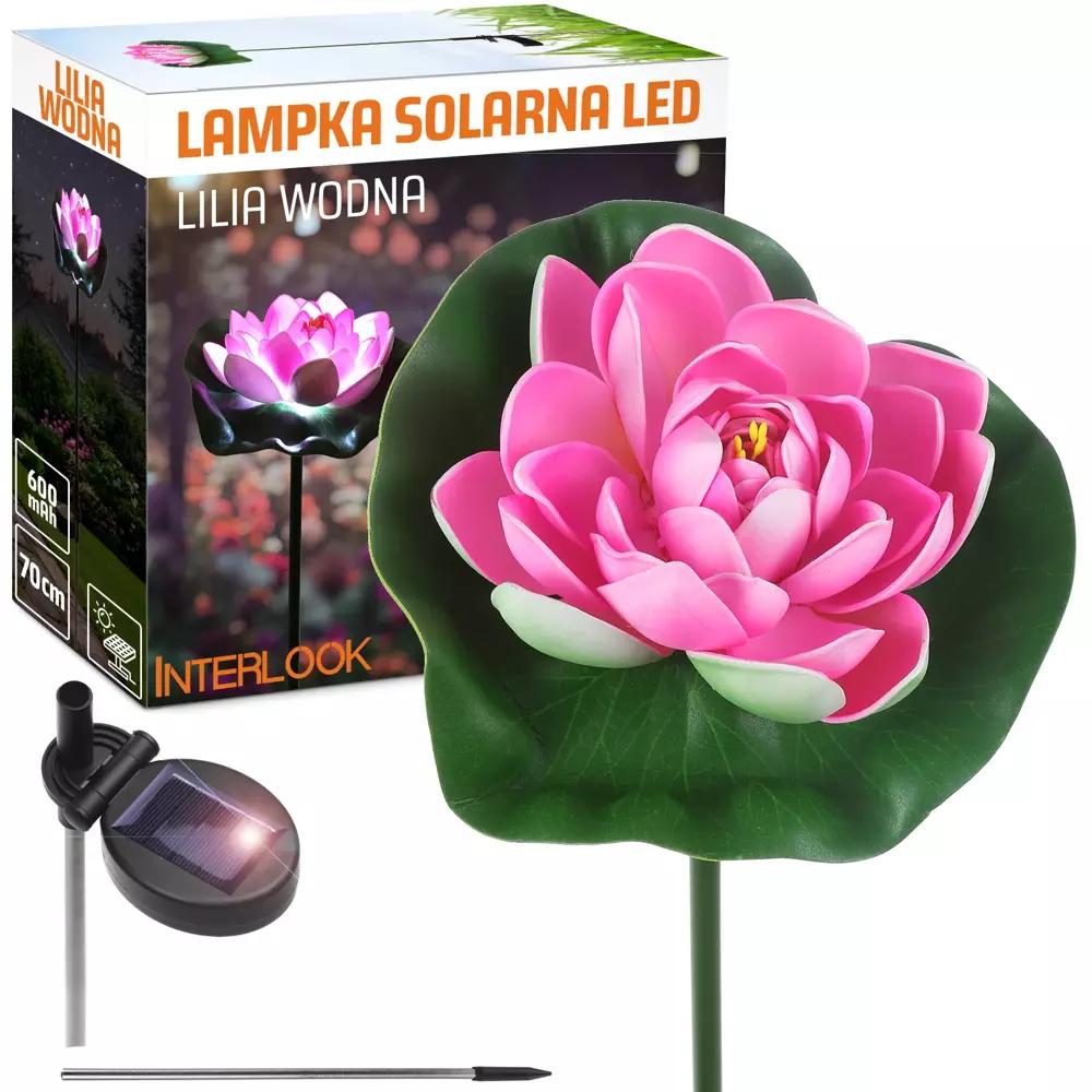 RUŽOVÁ | LED ZÁHRADNÁ SOLÁRNA LAMPA WATER LILY, LOTUS | 70 CM, 600 MAH