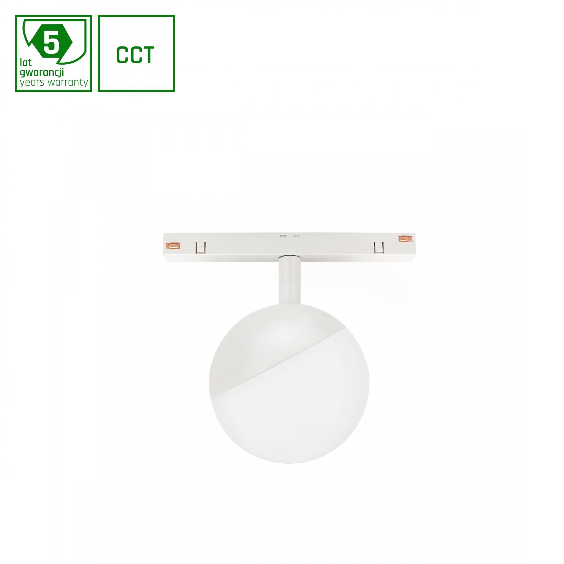 SYSTEM SHIFT SMART – GLOBE SPHERE TRACK LIGHT FI100X130MM 5W 165° WHITE CCT/DIM, 5-ROČNÁ ZÁRUKA