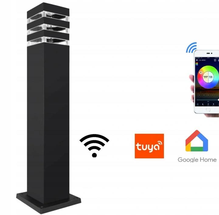 Vonkajšie stĺpové záhradné svietidlo WiFi RGB + CCT Tuya - 5141 - 60 cm - čierne